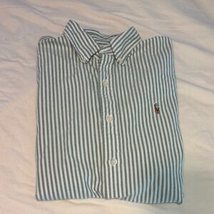 Polo Ralph Lauren Green and White Striped Shirt